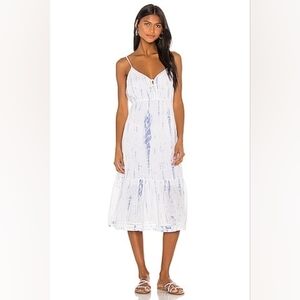 RAILS Delilah Midi Dress Cloud Tie Dye Linen Blend Tiered XS